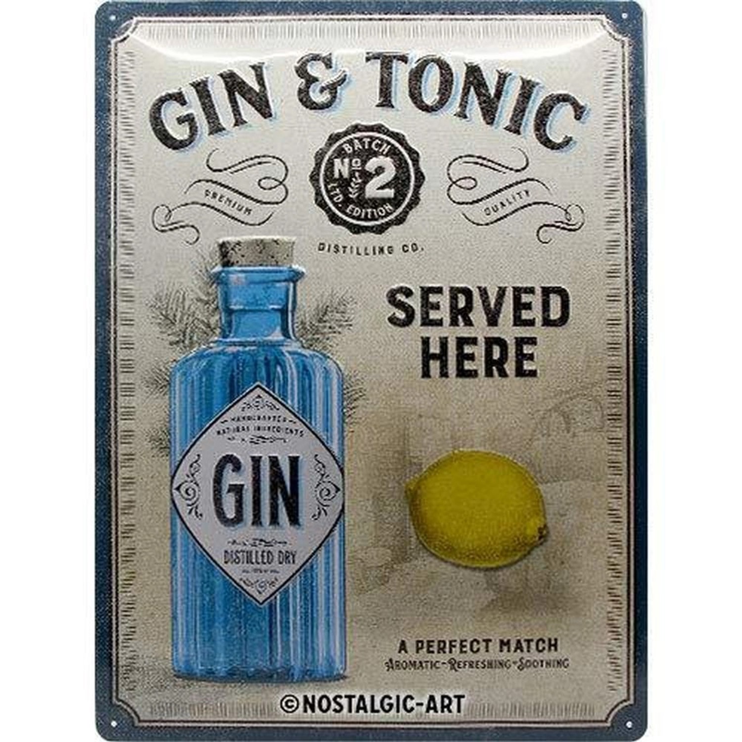 Nostalgic-Art Blechschild 30 x 40 cm - Open Bar - Gin Tonic Served Here günstig online kaufen