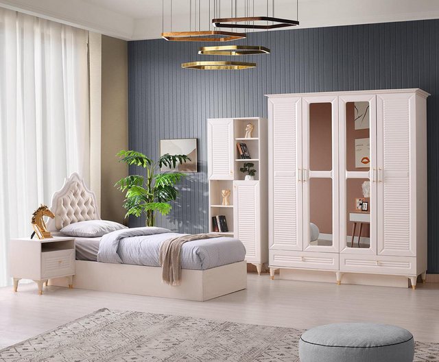 JVmoebel Bett Beige Jugendzimmer Bett Einfarbig Modern Design Schlafzimmer günstig online kaufen