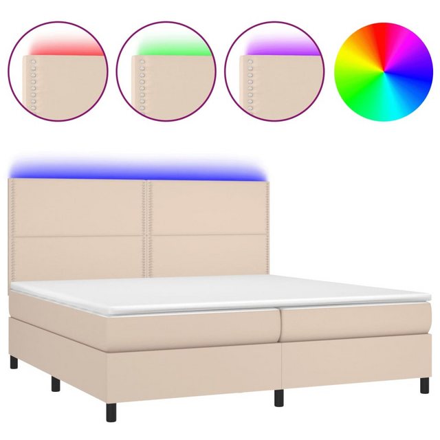 vidaXL Boxspringbett Boxspringbett mit Matratze & LED Kunstleder (200 x 200 günstig online kaufen