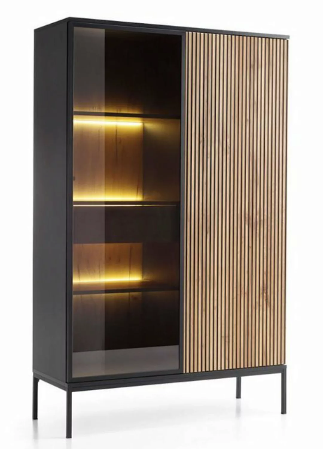 Feldmann-Wohnen Vitrine Sento (Sento, 1-St., Vitrine) 104x39x166cm schwarz günstig online kaufen