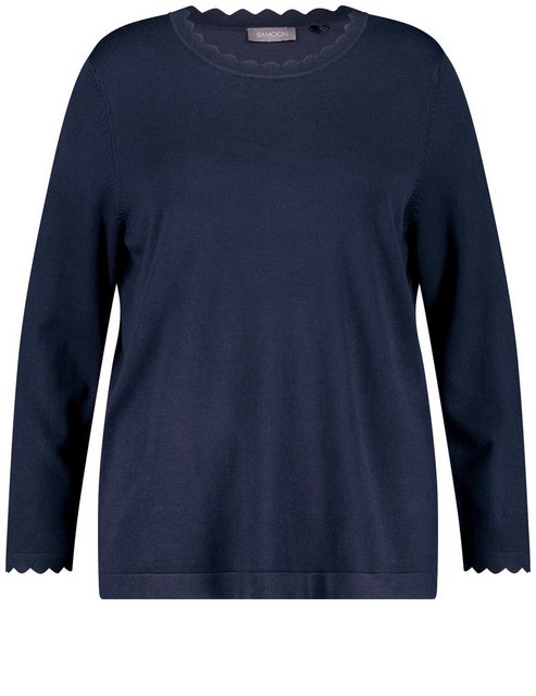 Samoon Rundhalspullover Basic Pullover mit Wellenkanten günstig online kaufen