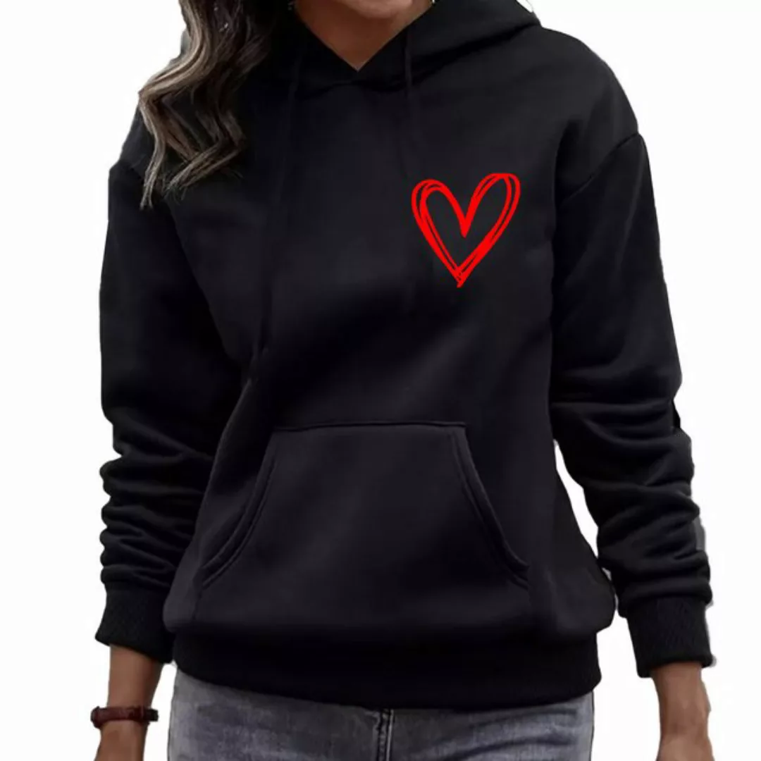 Banco Hoodie Damen Hoodie Love Liebe Herz Unifarbe Unifarben Größen XS - 6X günstig online kaufen