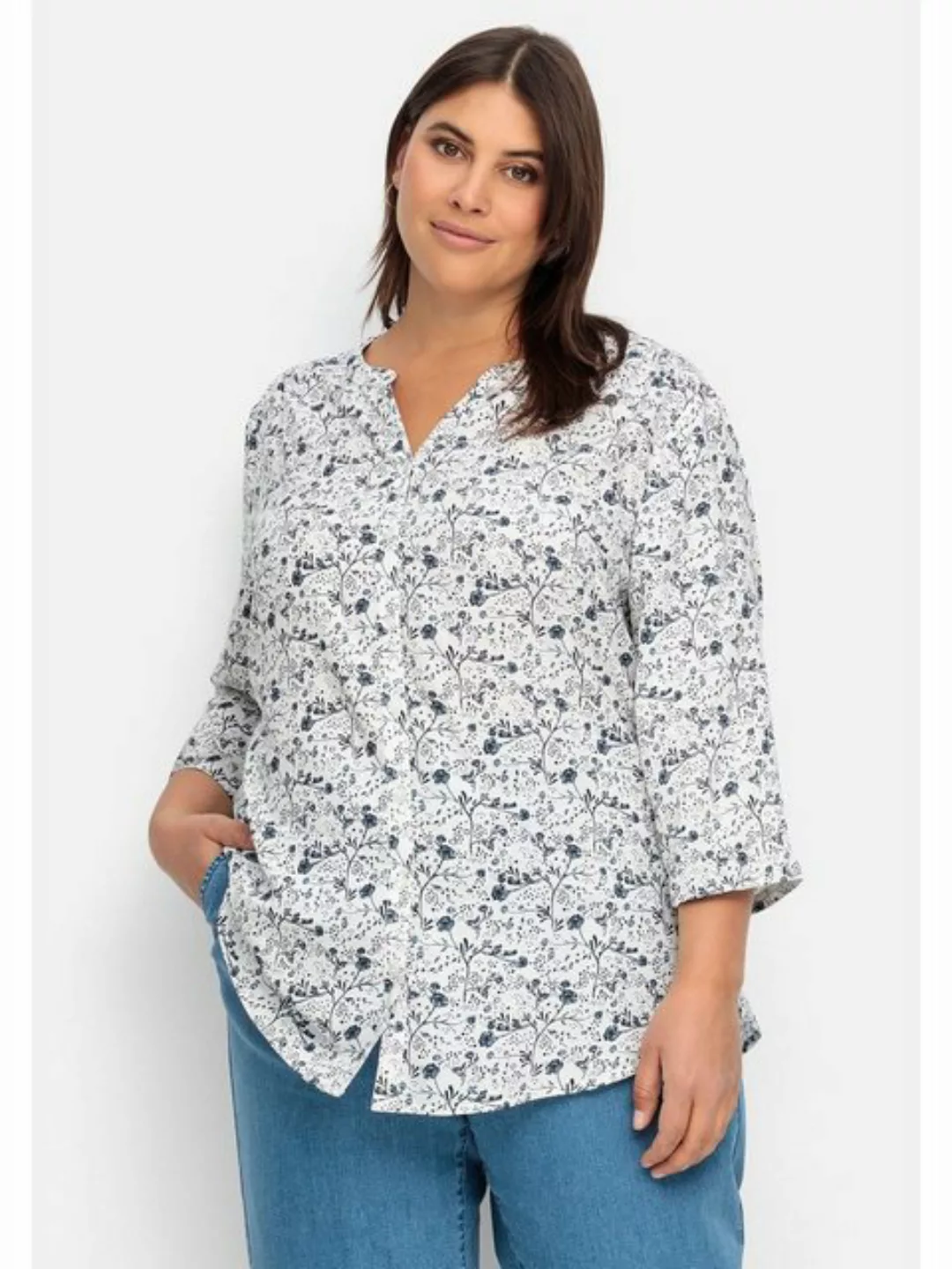 Sheego Shirtbluse Große Größen mit Blumenprint, leicht transparent günstig online kaufen
