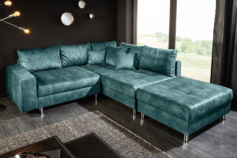 riess-ambiente Ecksofa KENT 220cm petrol, Einzelartikel günstig online kaufen