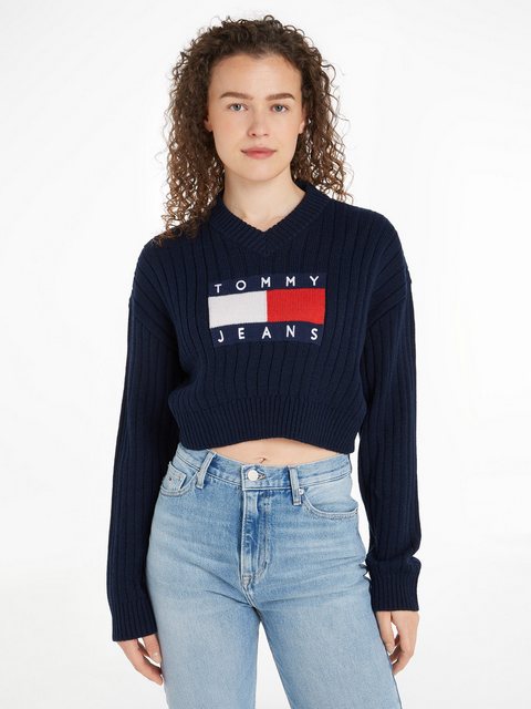 Tommy Jeans Strickpullover "TJW VNCK CENTER FLAG SWEATER EXT", mit Tommy Je günstig online kaufen