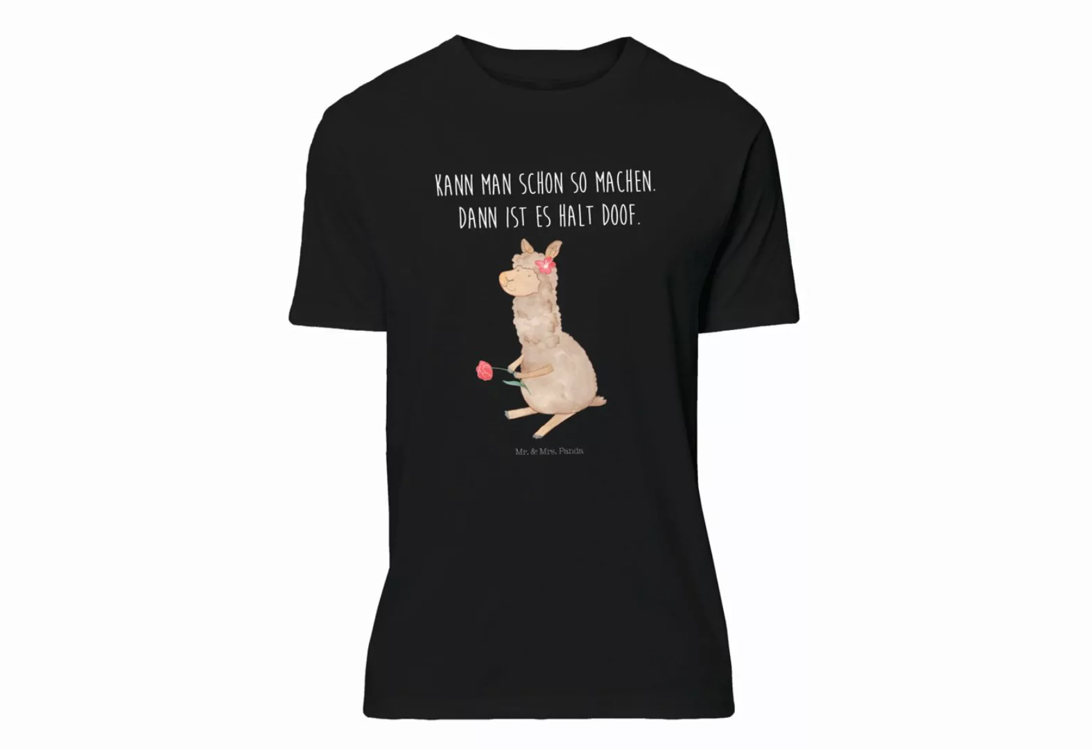 Mr. & Mrs. Panda T-Shirt Alpaka Blume - Schwarz - Geschenk, Lama, Lustiges günstig online kaufen