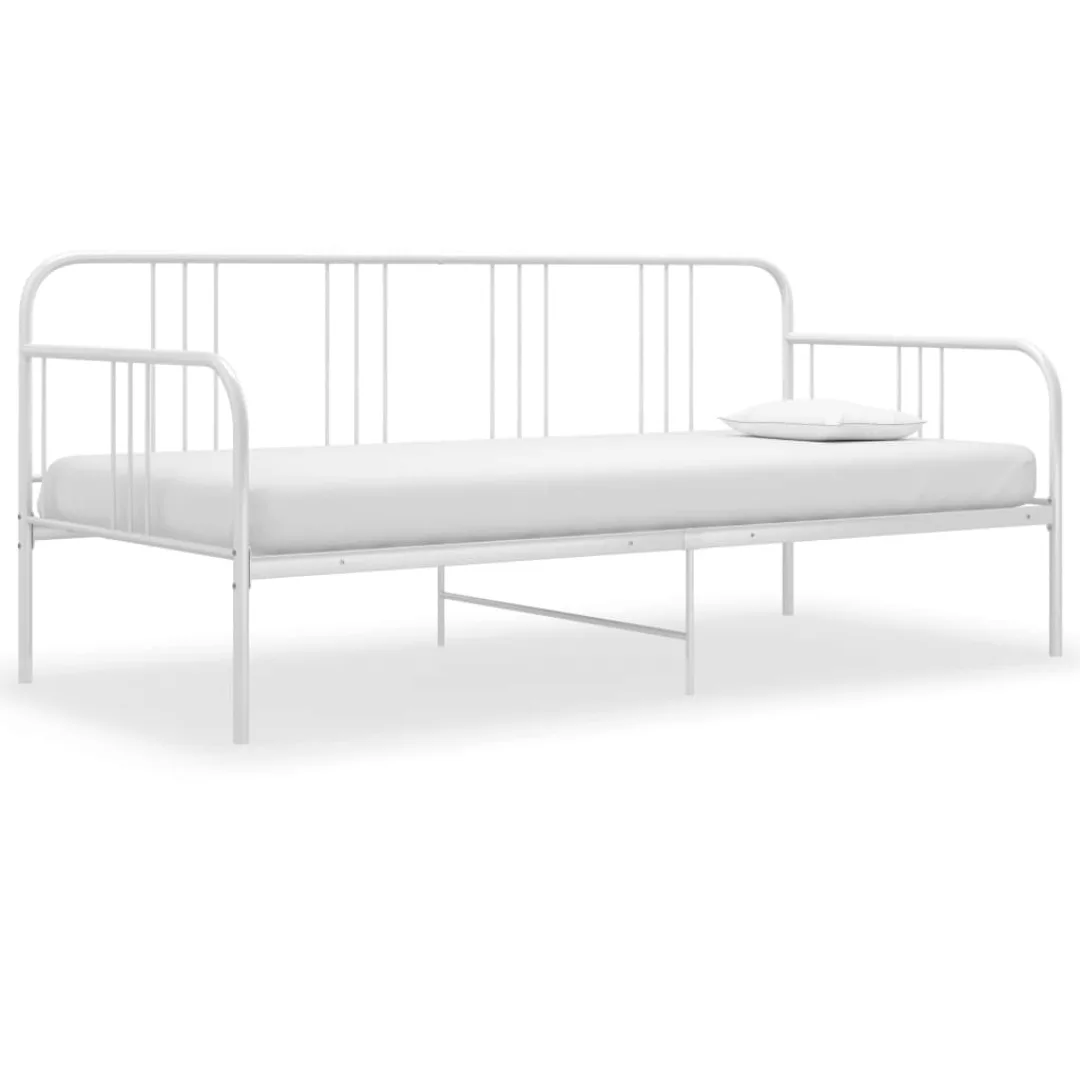 vidaXL Bettgestell Schlafsofa Bettgestell Weiß Metall 90x200 cm Einzelbett günstig online kaufen