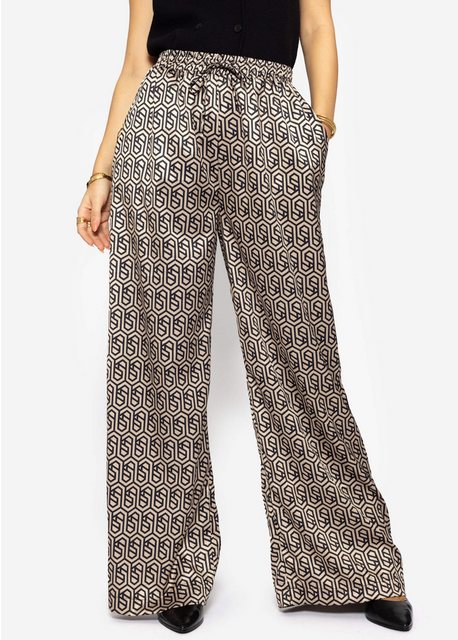 SASSYCLASSY Stoffhose Weite Satinhose Damen Lang mit geometrischem Print Lo günstig online kaufen