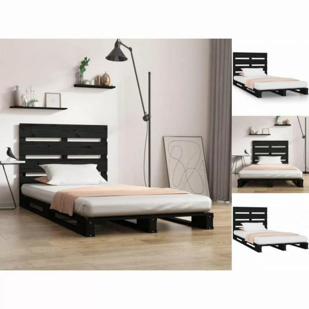 vidaXL Bettgestell Massivholzbett Schwarz 100x200 cm Kiefer Bett Bettrahmen günstig online kaufen