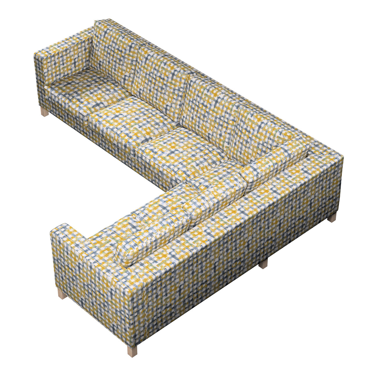 Bezug für Karlanda Sofa Ecke links, blau-gelb, 36cm x 30cm x 50cm, Cosy Hom günstig online kaufen