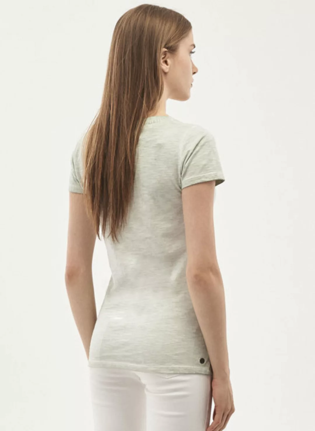 Garment Dyed T-shirt Aus Bio Baumwolle Mit Baum-print günstig online kaufen