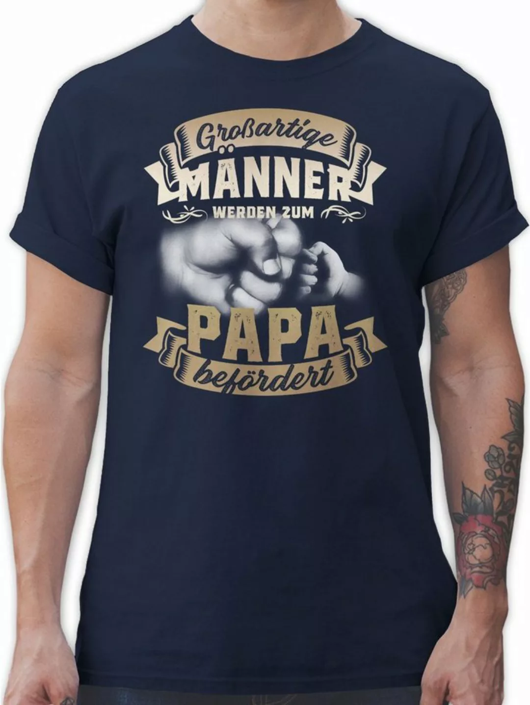 Shirtracer T-Shirt Großartige Männer werden zum Papa befördert - Geschenk G günstig online kaufen