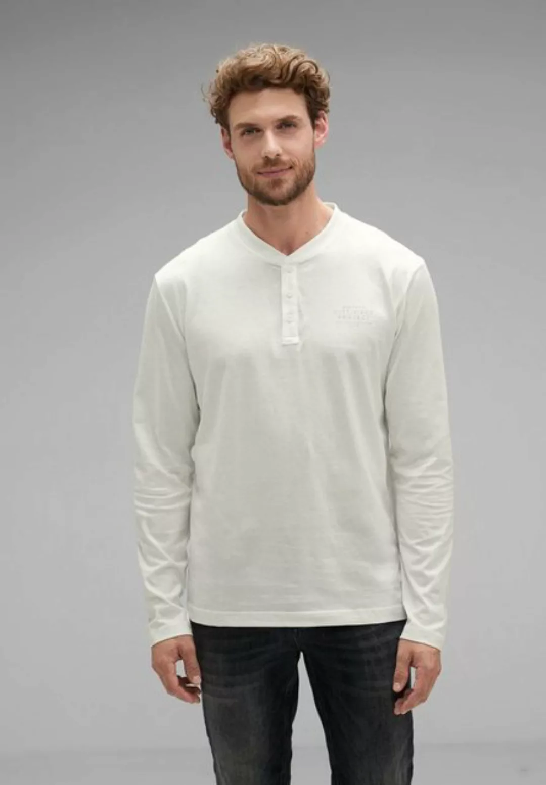 STREET ONE MEN Langarmshirt, mit Knopfleiste günstig online kaufen