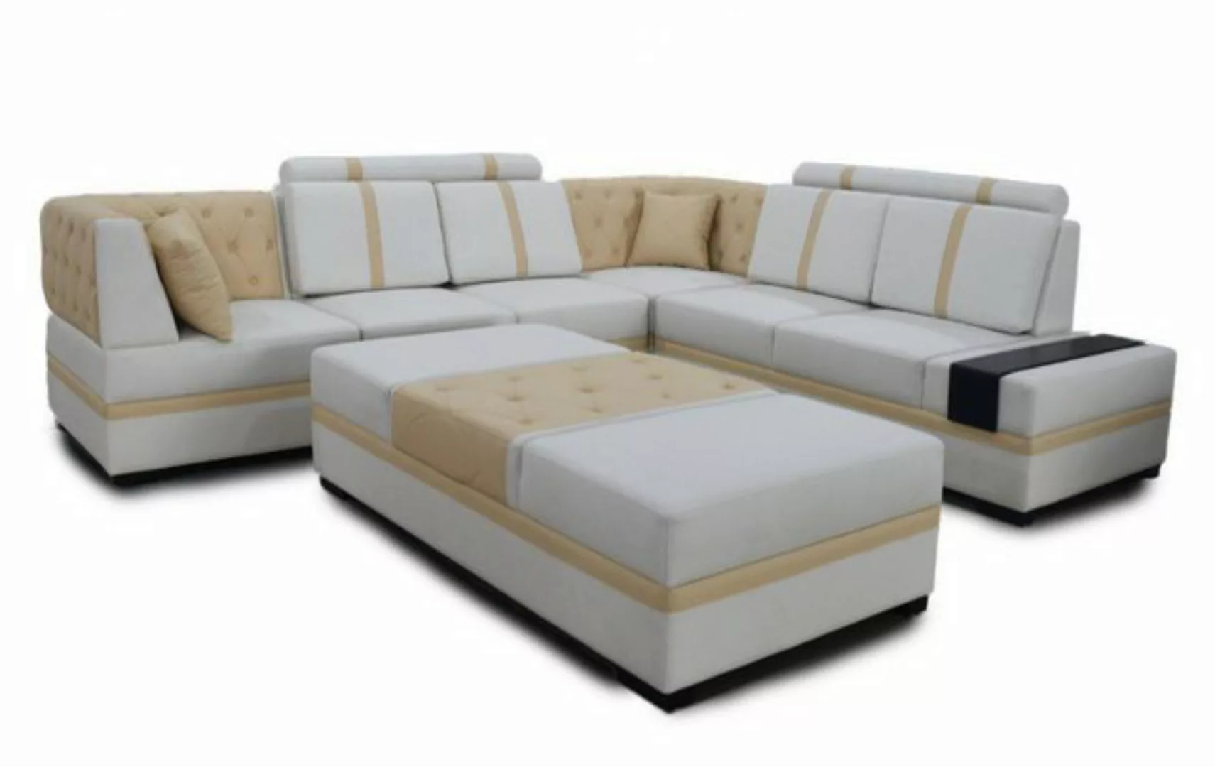 JVmoebel Ecksofa Designer Sofa Ecksofa mit Hocker Polster Garnitur Wohnzimm günstig online kaufen