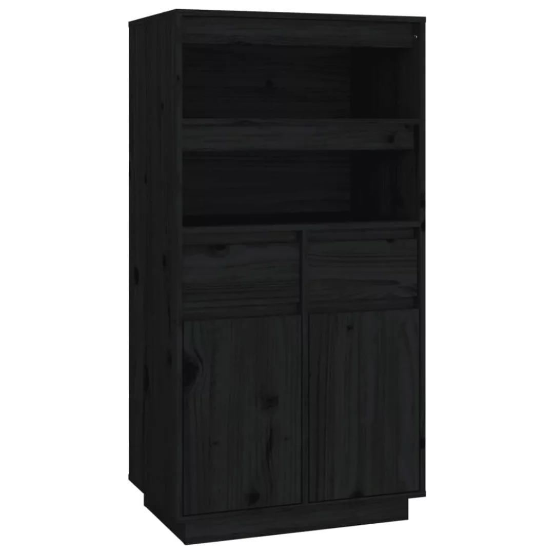 Vidaxl Highboard Schwarz 60x40x116,5 Cm Massivholz Kiefer günstig online kaufen