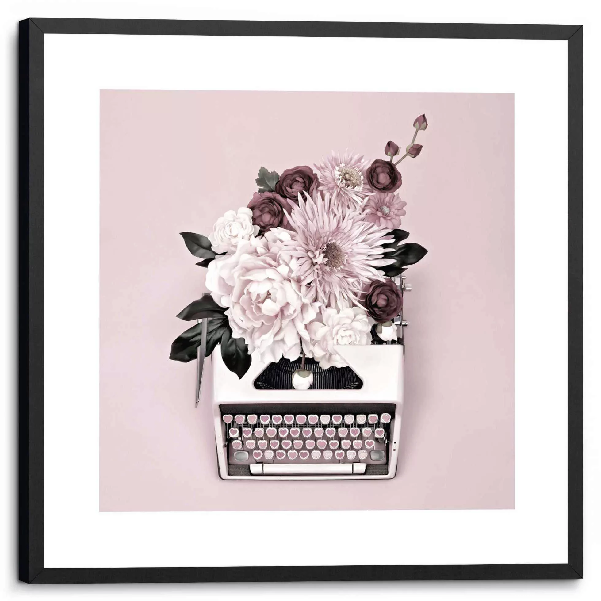 Reinders Wandbild "Schreibmaschine Blumen - Gerahmtes Bild" günstig online kaufen