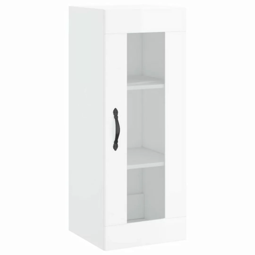 vidaXL Hängeschrank Wandschrank Hochglanz-Weiß 34,5x34x90 cm Glas Vitrine H günstig online kaufen