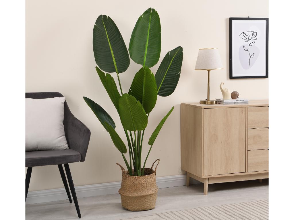 Kunstpflanze Bananenbaum mit Topf - H. 160 cm - Grün - NENDAZ günstig online kaufen
