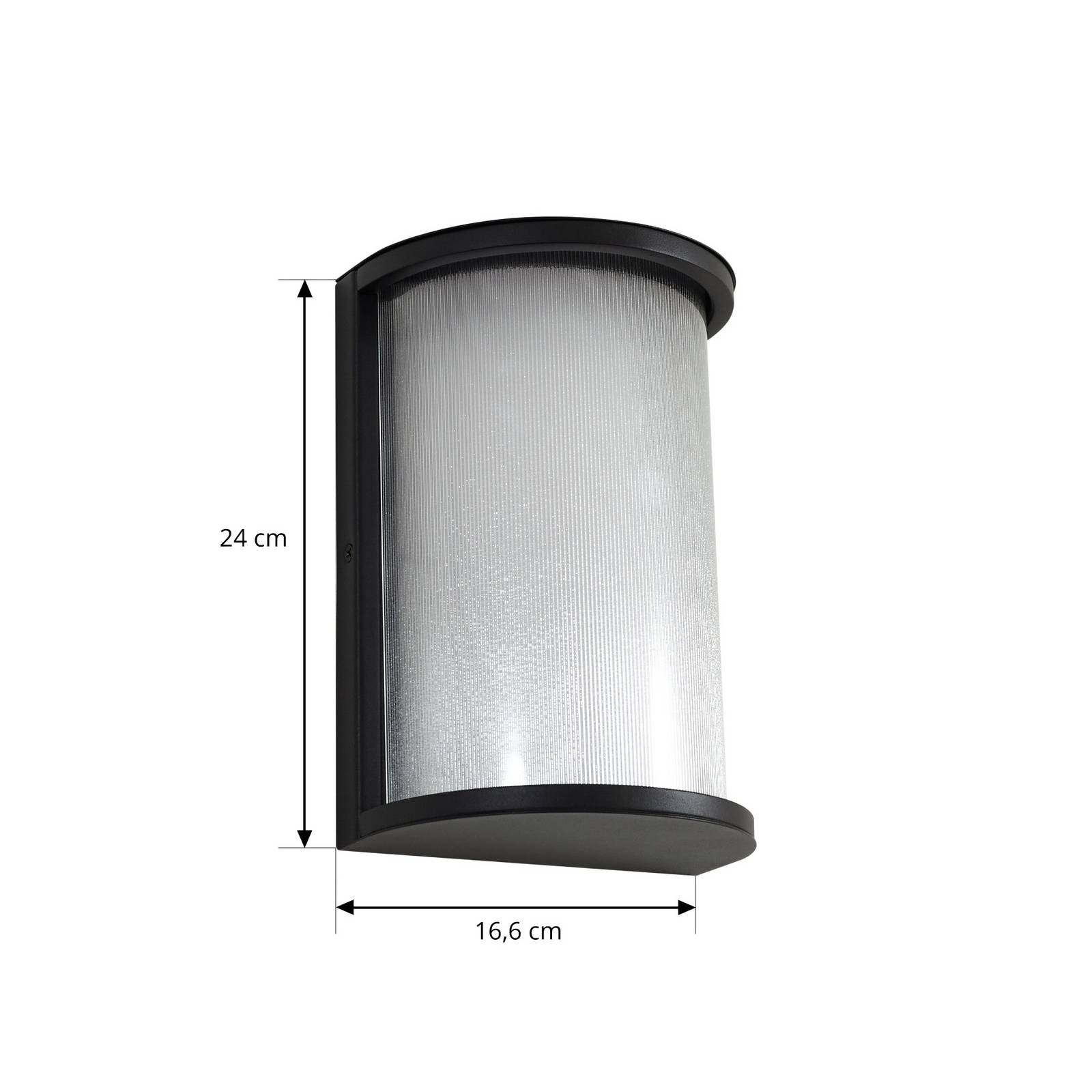 Lindby LED-Außenwandleuchte Calvik, schwarz, geriffelt, IP44 günstig online kaufen