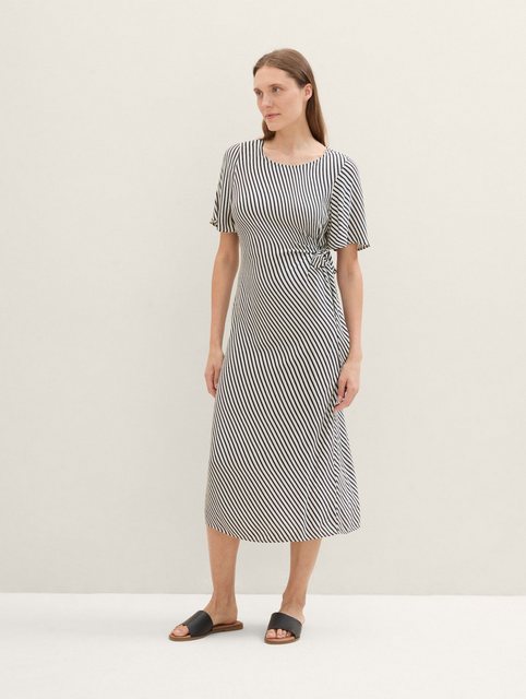 TOM TAILOR Sommerkleid Gestreiftes Midikleid mit Knotendetail mit Knotendet günstig online kaufen