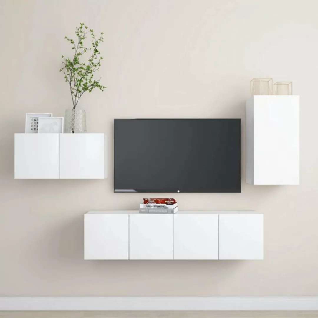 vidaXL TV-Schrank 4-tlg TV-Schrank-Set Weiß Spanplatte günstig online kaufen