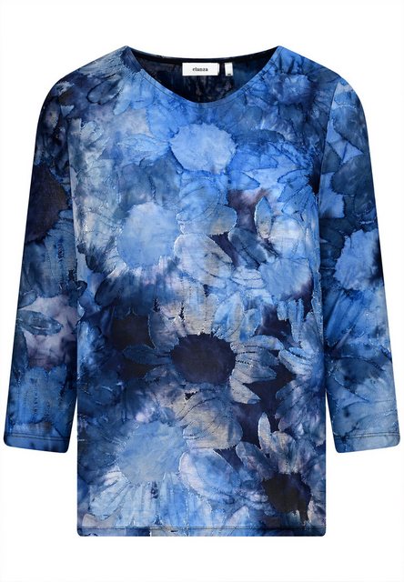 elanza T-Shirt Shirt mit Sonnenblumen-Jacquard-Muster in Blau (1-tlg) günstig online kaufen