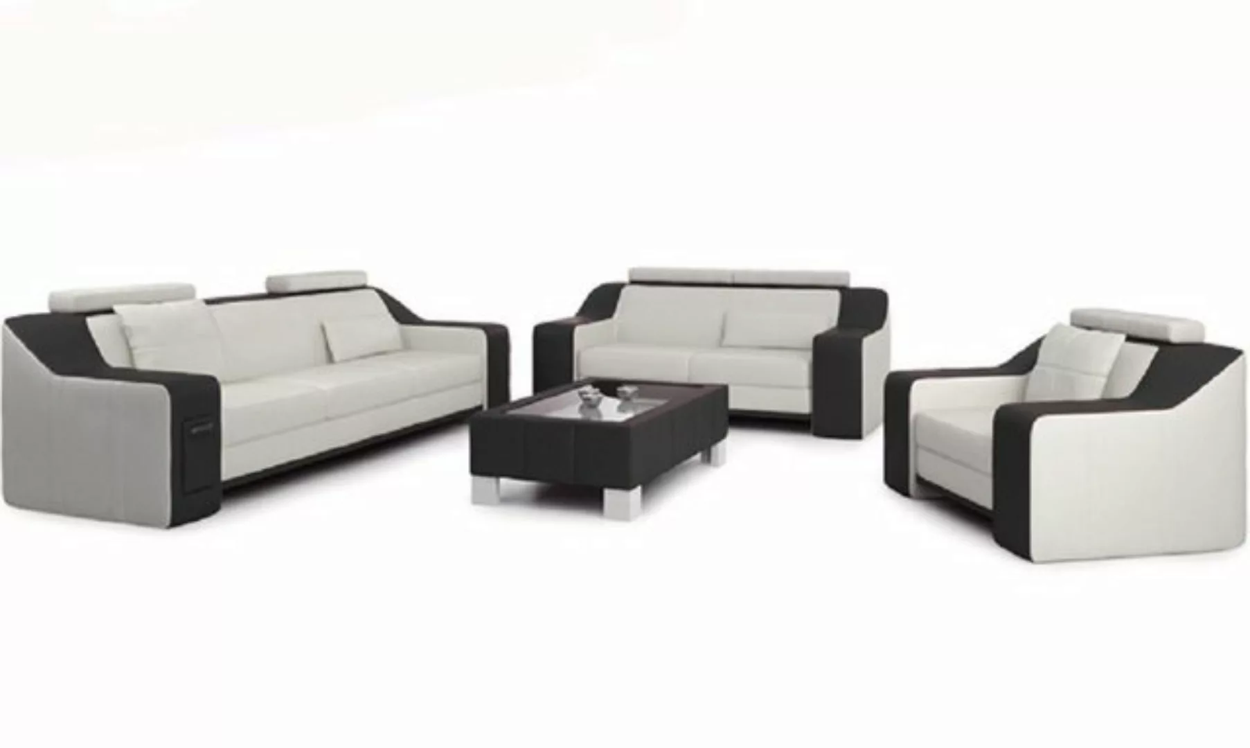 JVmoebel Sofa Ledersofa Couch Sofagarnitur Design Modern Sofa 3+1+1 Sitzer günstig online kaufen