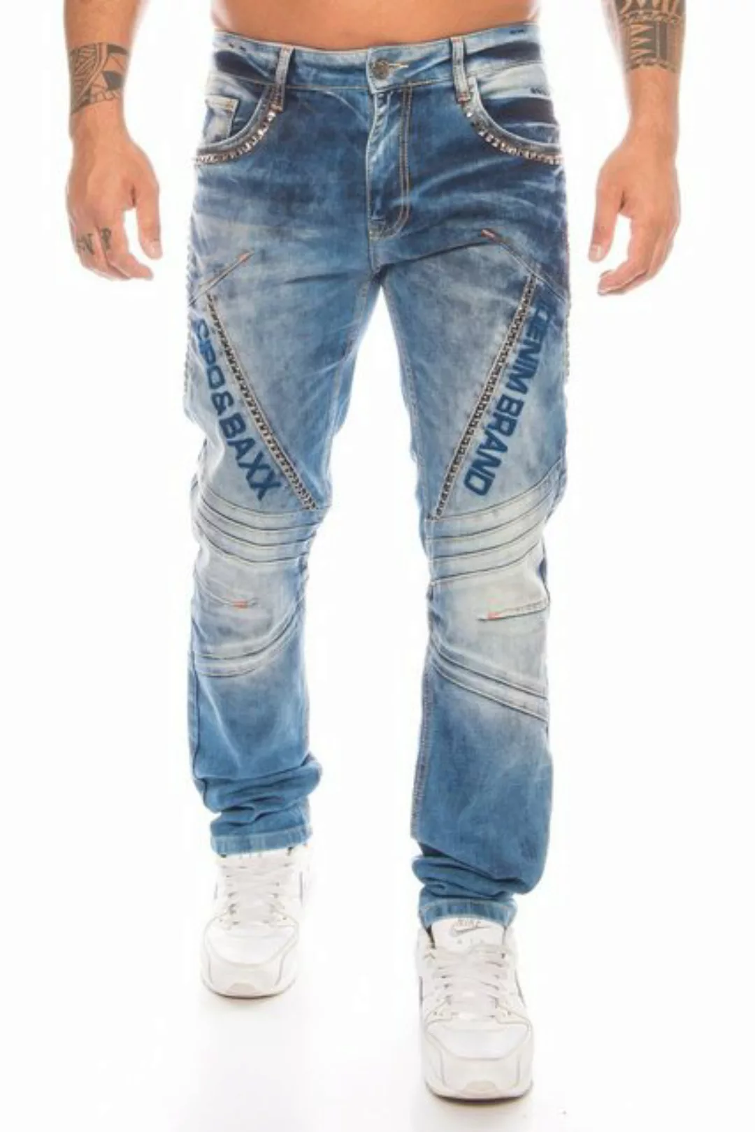 Cipo & Baxx Regular-fit-Jeans Herren Jeans Hose im mit aufwendiger Nietenve günstig online kaufen