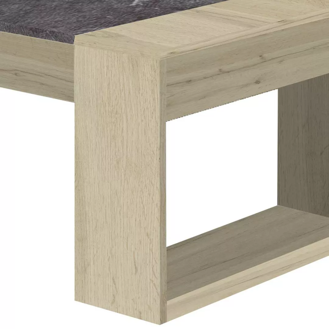 Wohnzimmer Tisch in Wildeichefarben und Dunkelgrau hochkappbarer Tischplatt günstig online kaufen
