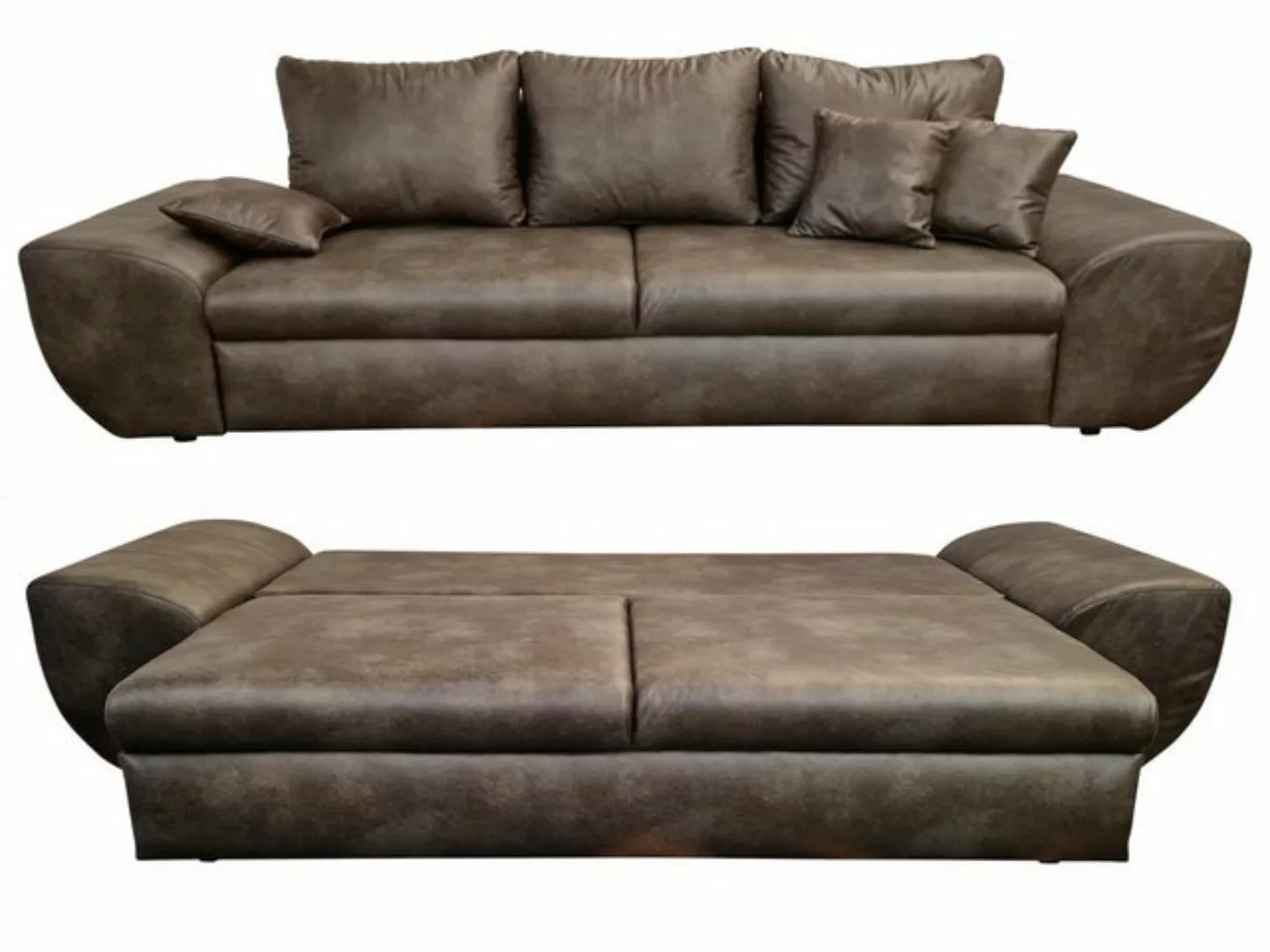 luma-home Big-Sofa 18008, mit Bettfunktion und Stauraum 275 cm breit, Welle günstig online kaufen