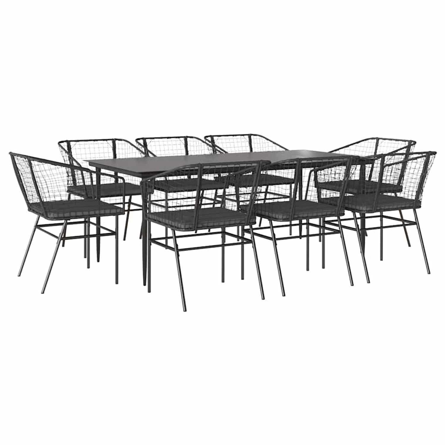 vidaXL 9-Tlg Garten-Essgruppe mit Kissen Schwarz Poly Rattan Glas 3334505 günstig online kaufen