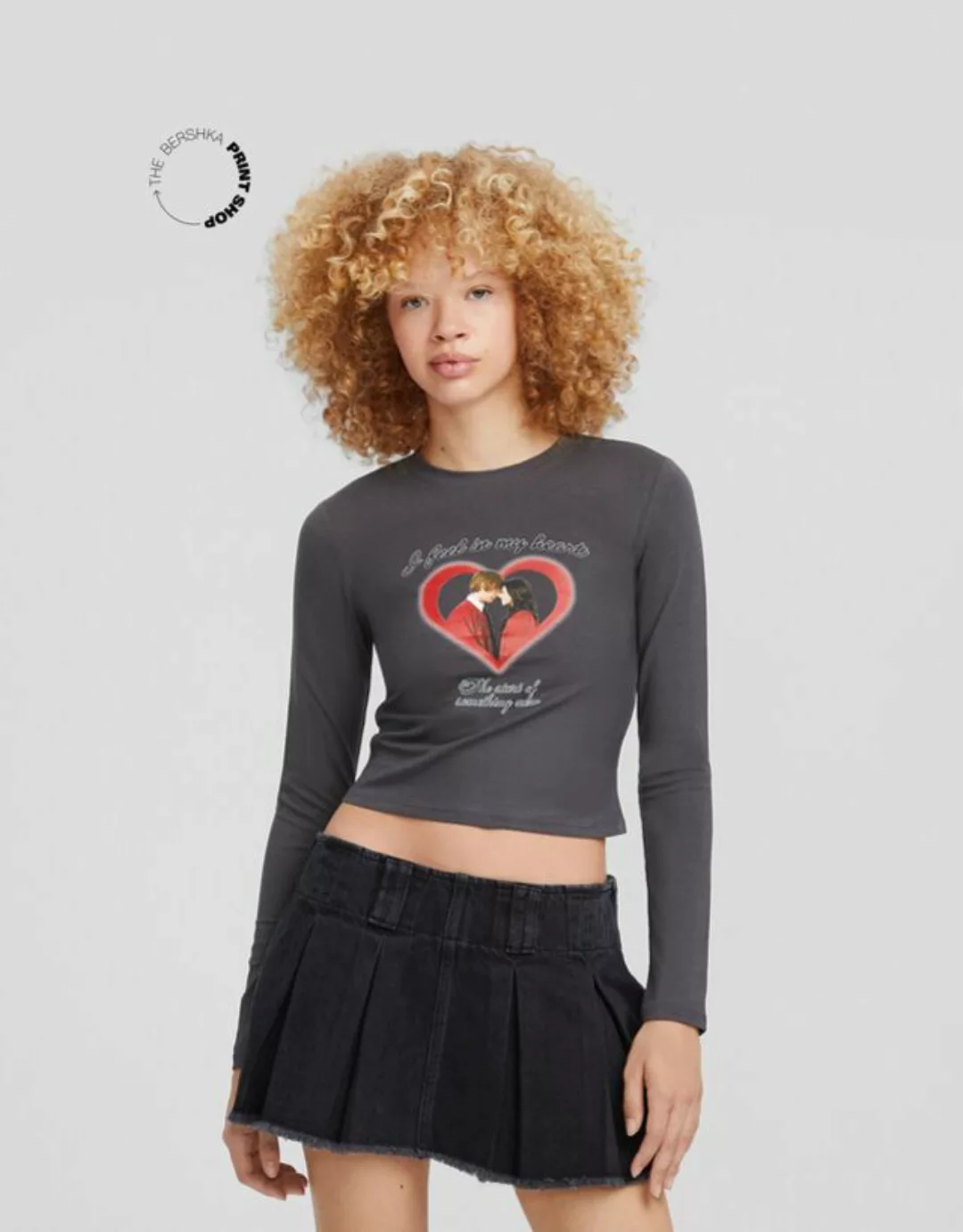 Bershka Langarmshirt High School Musical Mit Print Damen L Dunkelgrau günstig online kaufen