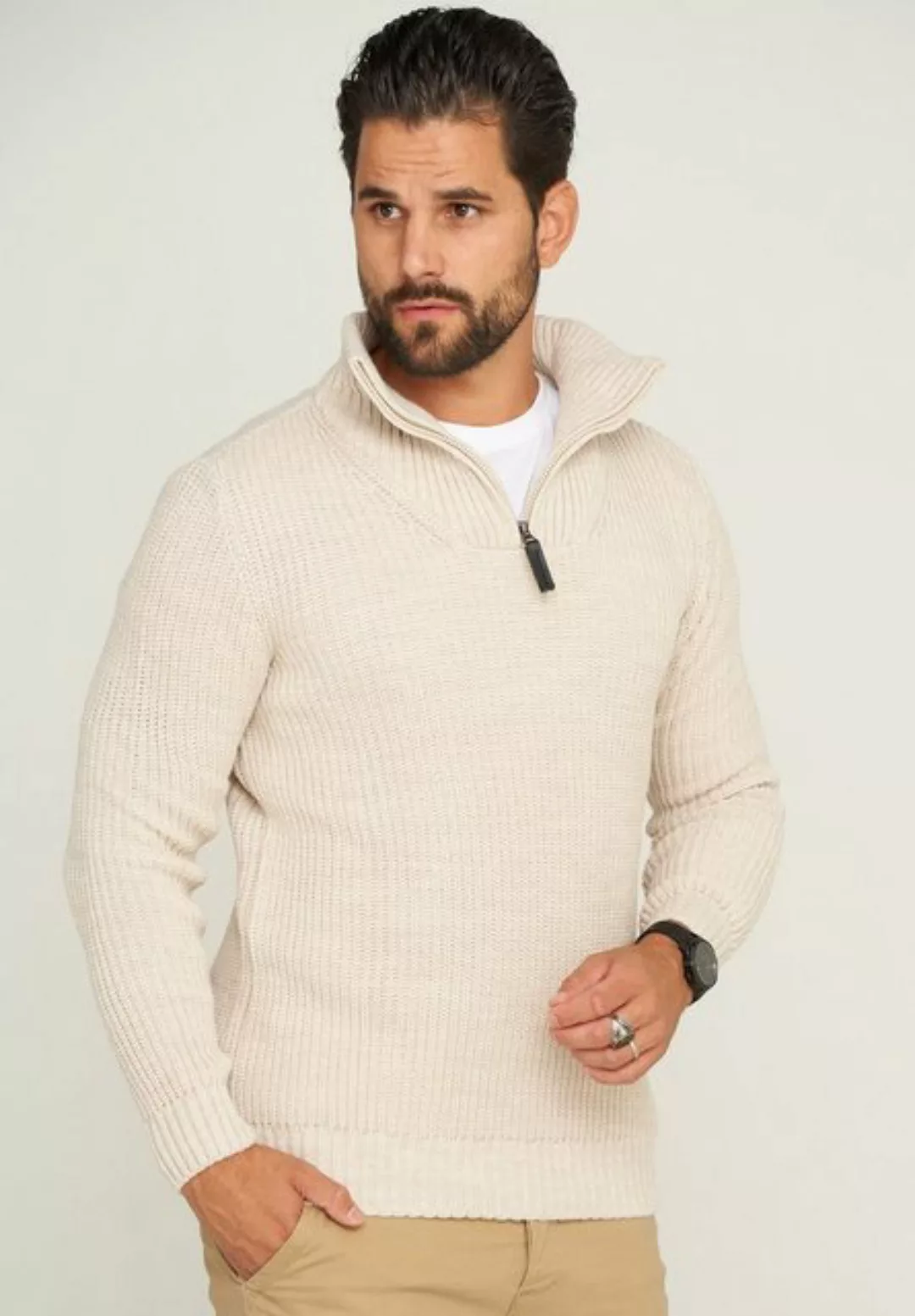 CARISMA Strickpullover CRHAMAR Grobstrick Muster Troyer Pullover günstig online kaufen