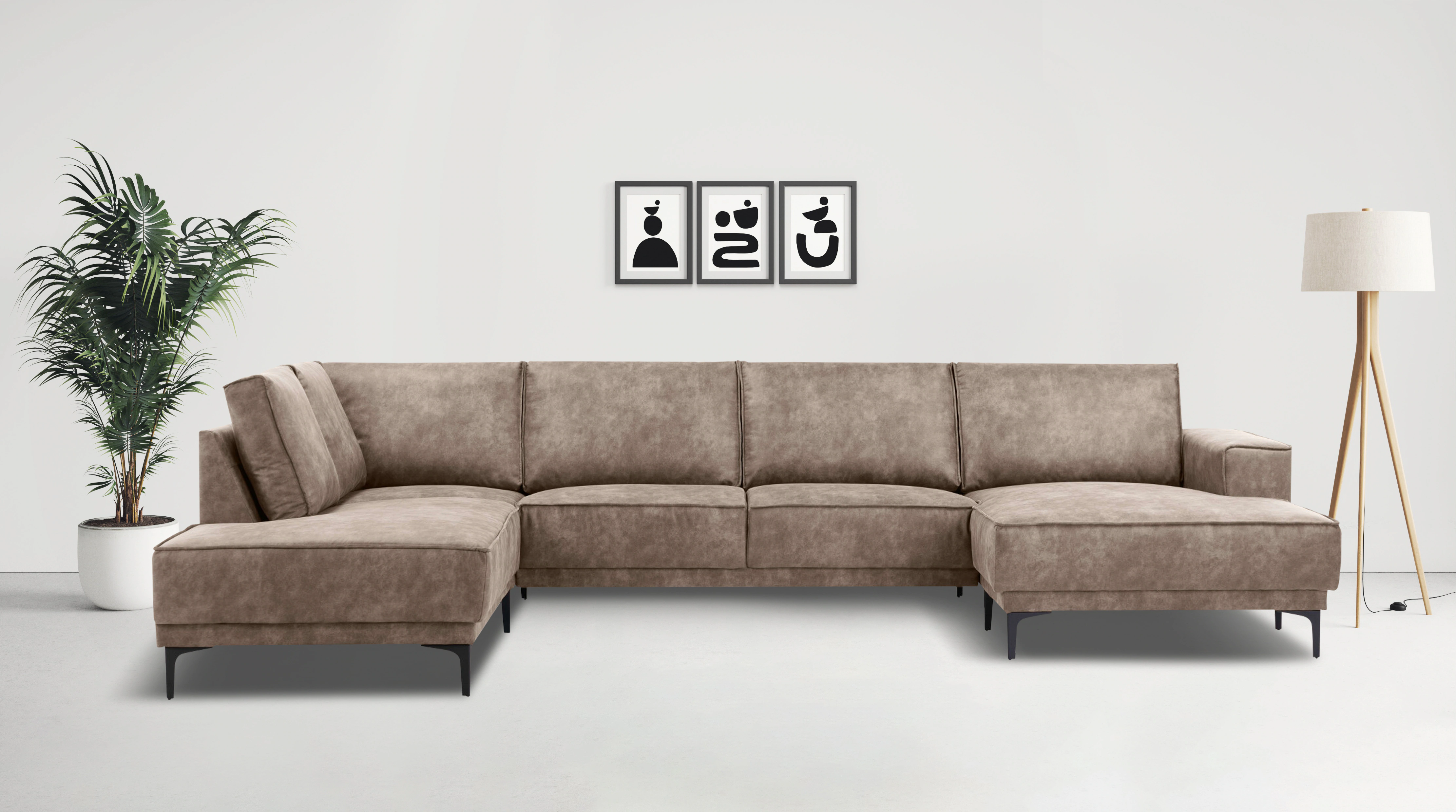 Places of Style Wohnlandschaft "XXL Sofa Oland, Struktur, Flachgewebe, Luxu günstig online kaufen