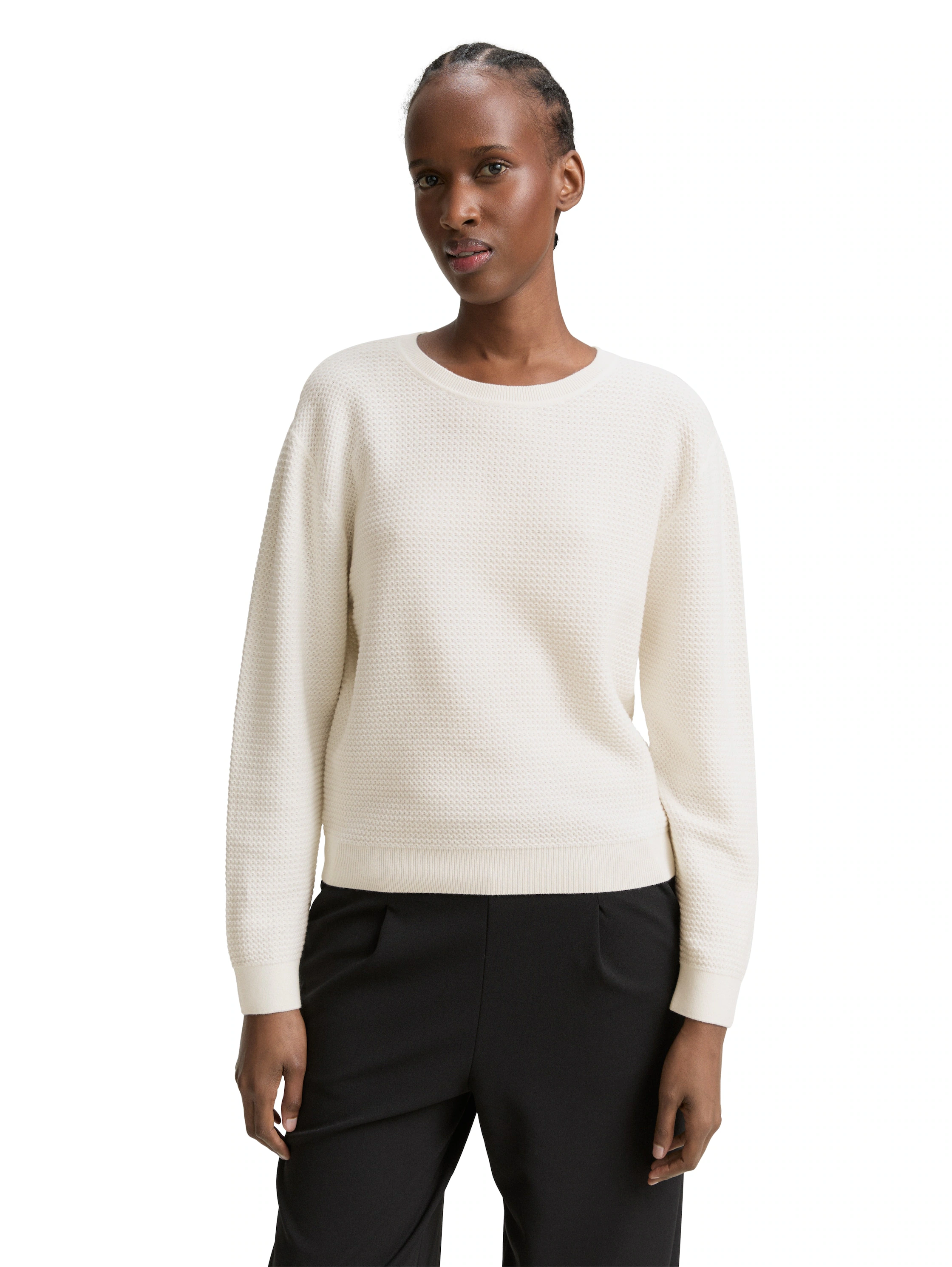 TOM TAILOR Denim Strickpullover, mit Rippbündchen günstig online kaufen