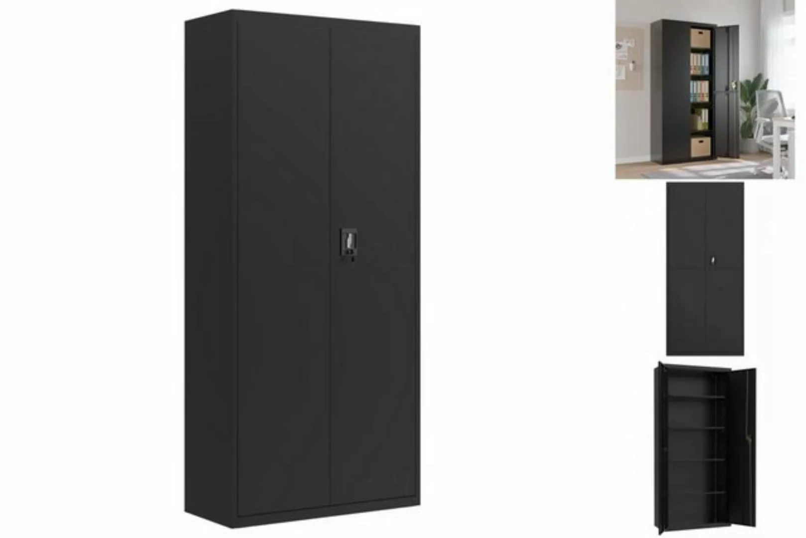 vidaXL Aktenschrank Aktenschrank Schwarz 90x40x200 cm Stahl günstig online kaufen