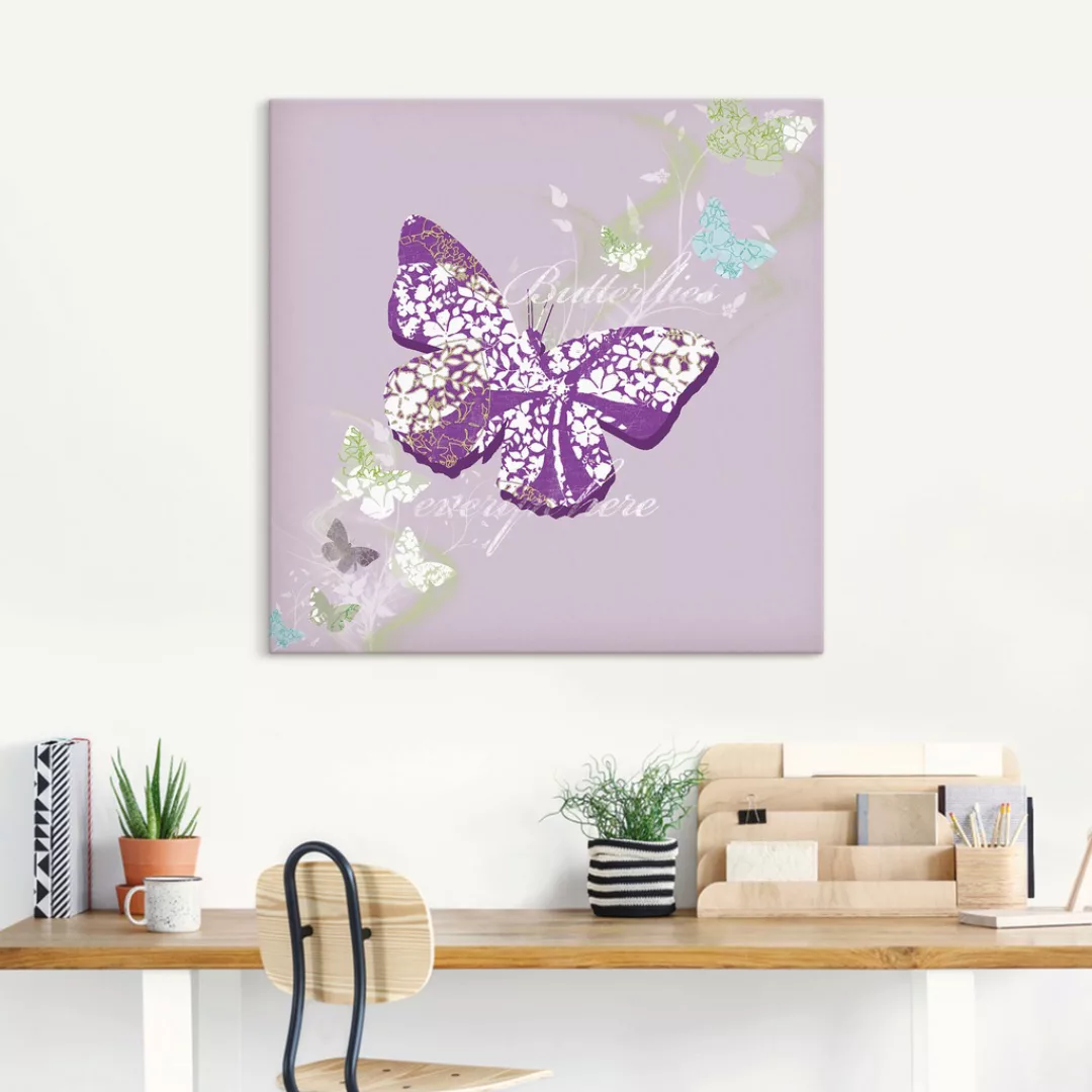 Artland Leinwandbild "Schmetterlinge in violett", Insekten, (1 St.), auf Ke günstig online kaufen