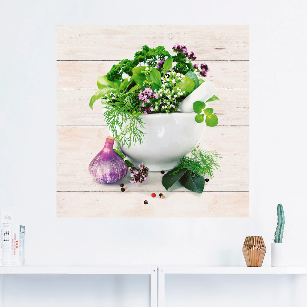 Artland Wandbild "Heilkräuter auf weißem Hintergrund Küche", Arrangements, günstig online kaufen