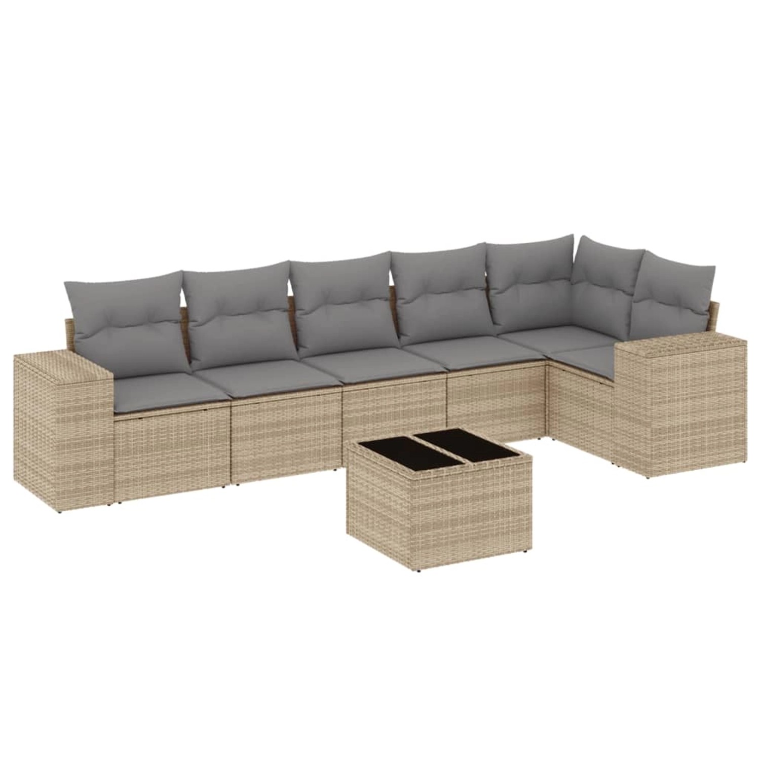 vidaXL 7-Tlg Garten-Sofagarnitur mit Kissen Beige Poly Rattan 3254936 günstig online kaufen