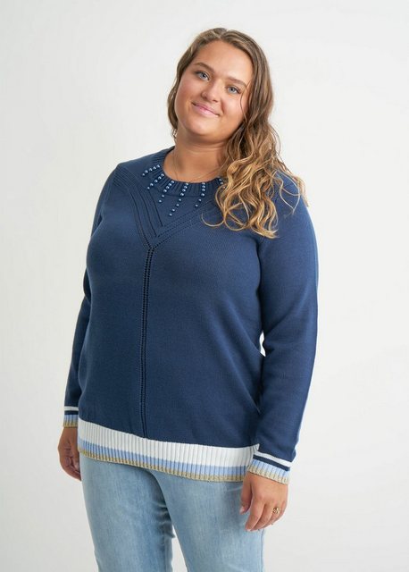 ADIA Strickpullover Knit pullover mit dekorativem Perlen-Besatz günstig online kaufen