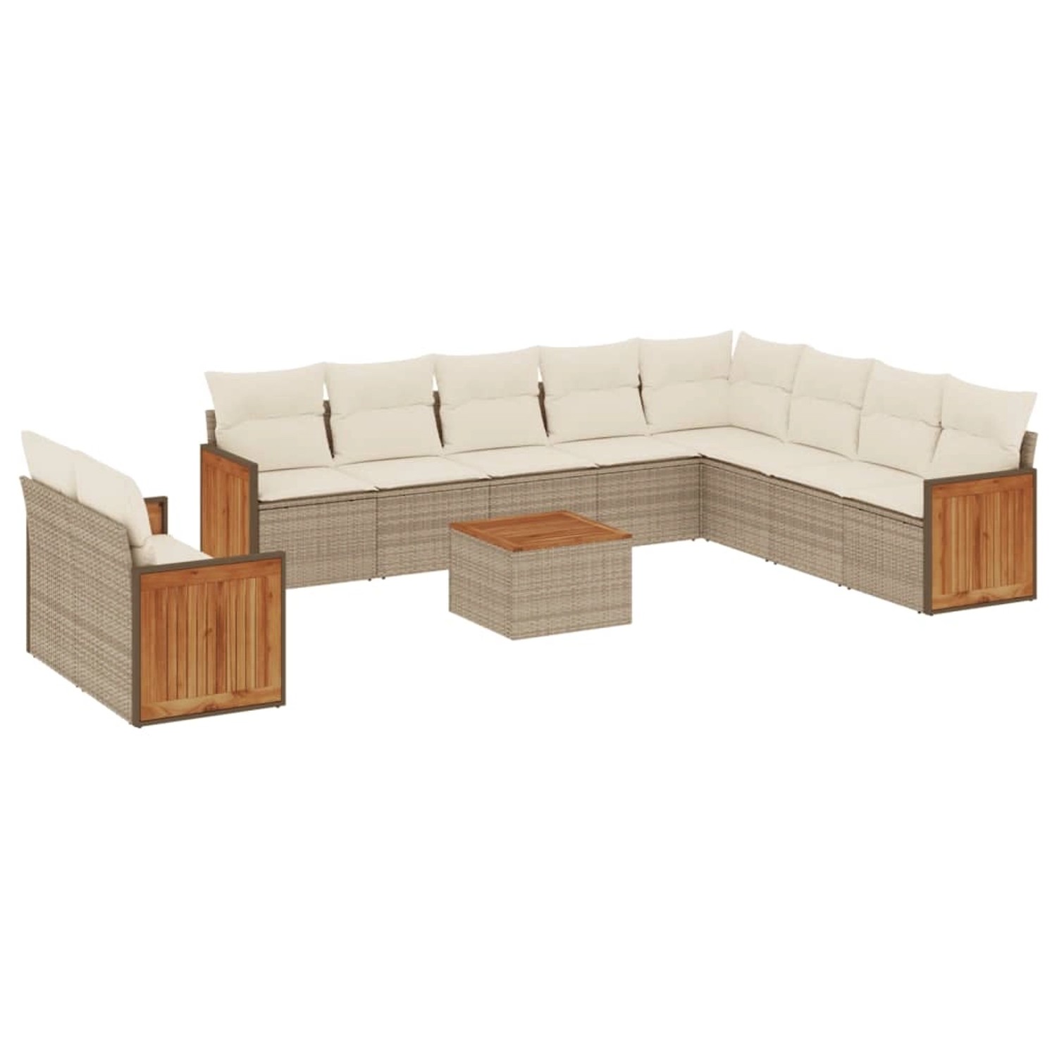 vidaXL 11-Tlg Garten-Sofagarnitur mit Kissen Beige Poly Rattan 3260203 günstig online kaufen
