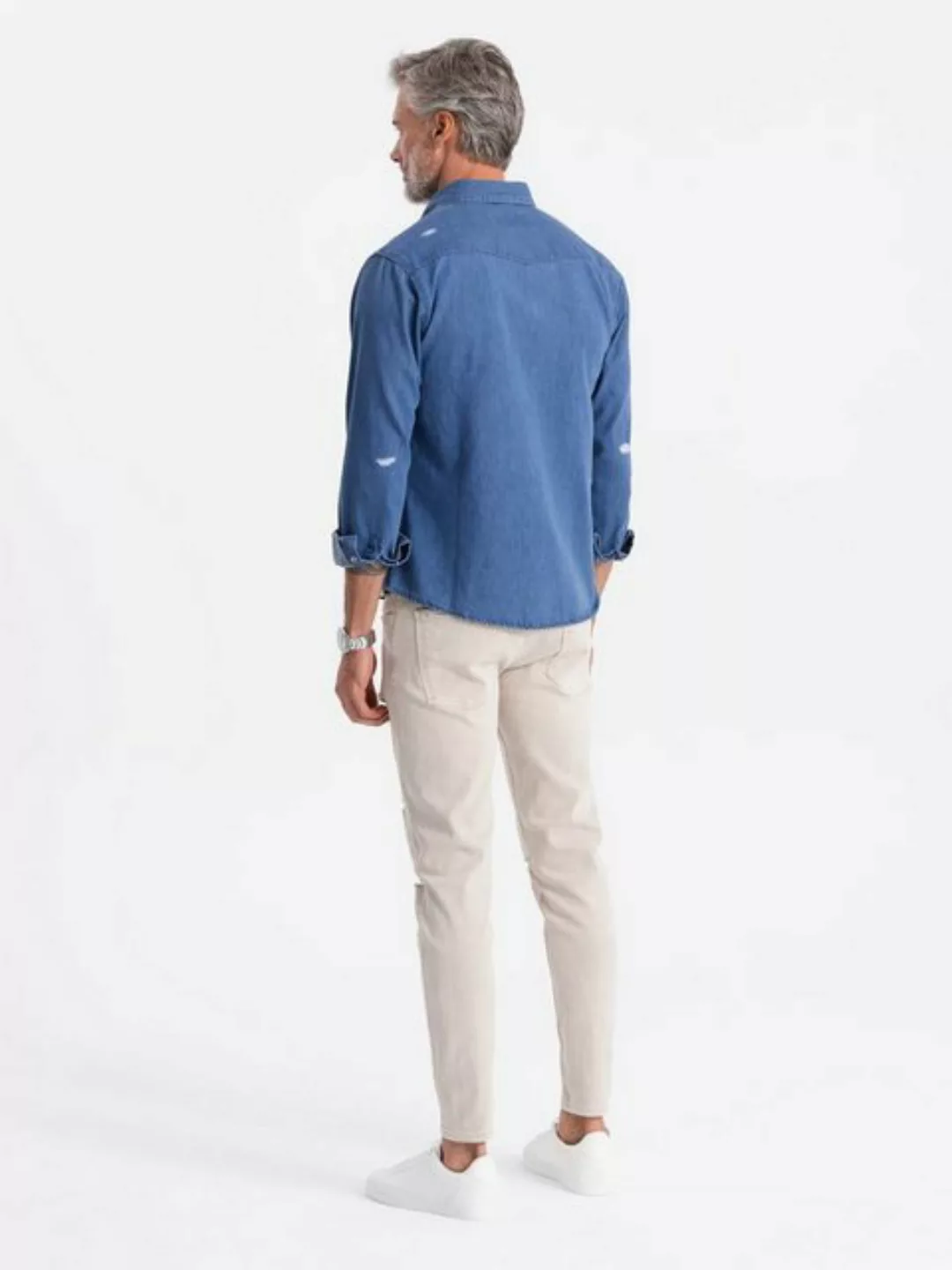 OMBRE Jeanshemd Ombre Herrenhemd mit langen Ärmeln - blau K567 XL günstig online kaufen