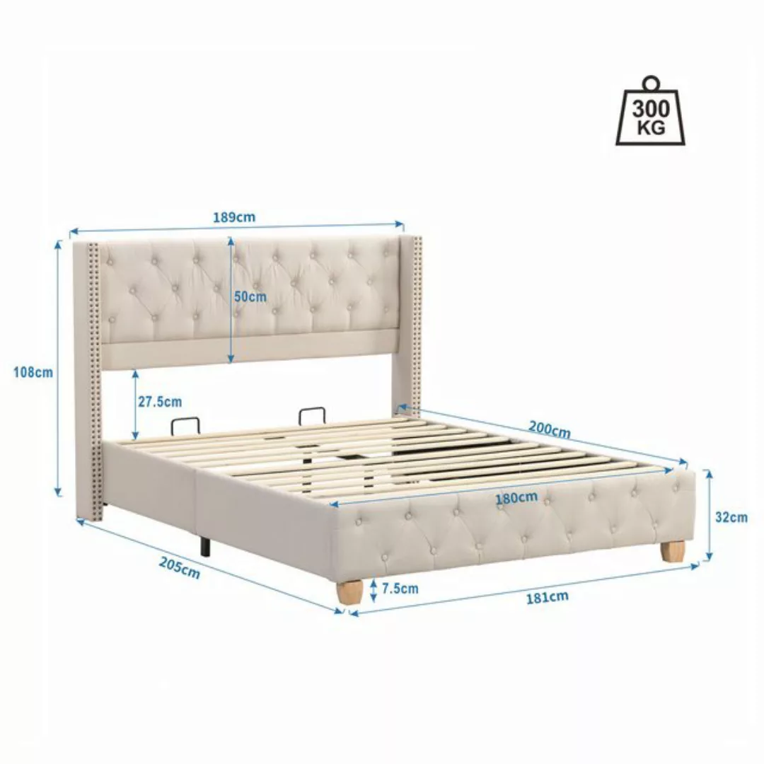 SOFTWEARY Polsterbett (Doppelbett mit Kopfteil und Lattenrost, 180x200 cm), günstig online kaufen