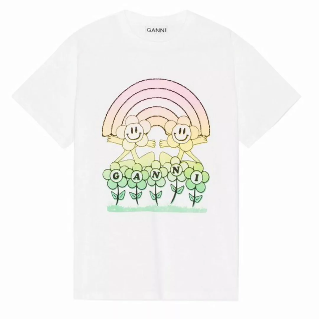 GANNI Kurzarmshirt T-Shirt RAINBOW mit Regenbogen-Print günstig online kaufen