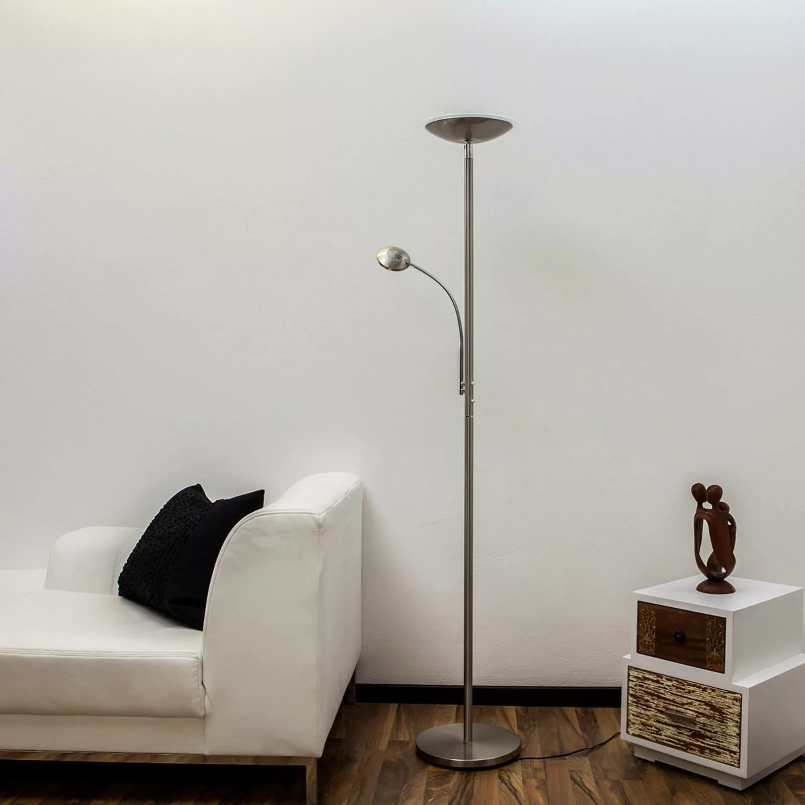 Malea - LED-Deckenfluter mit Lesearm, nickel günstig online kaufen