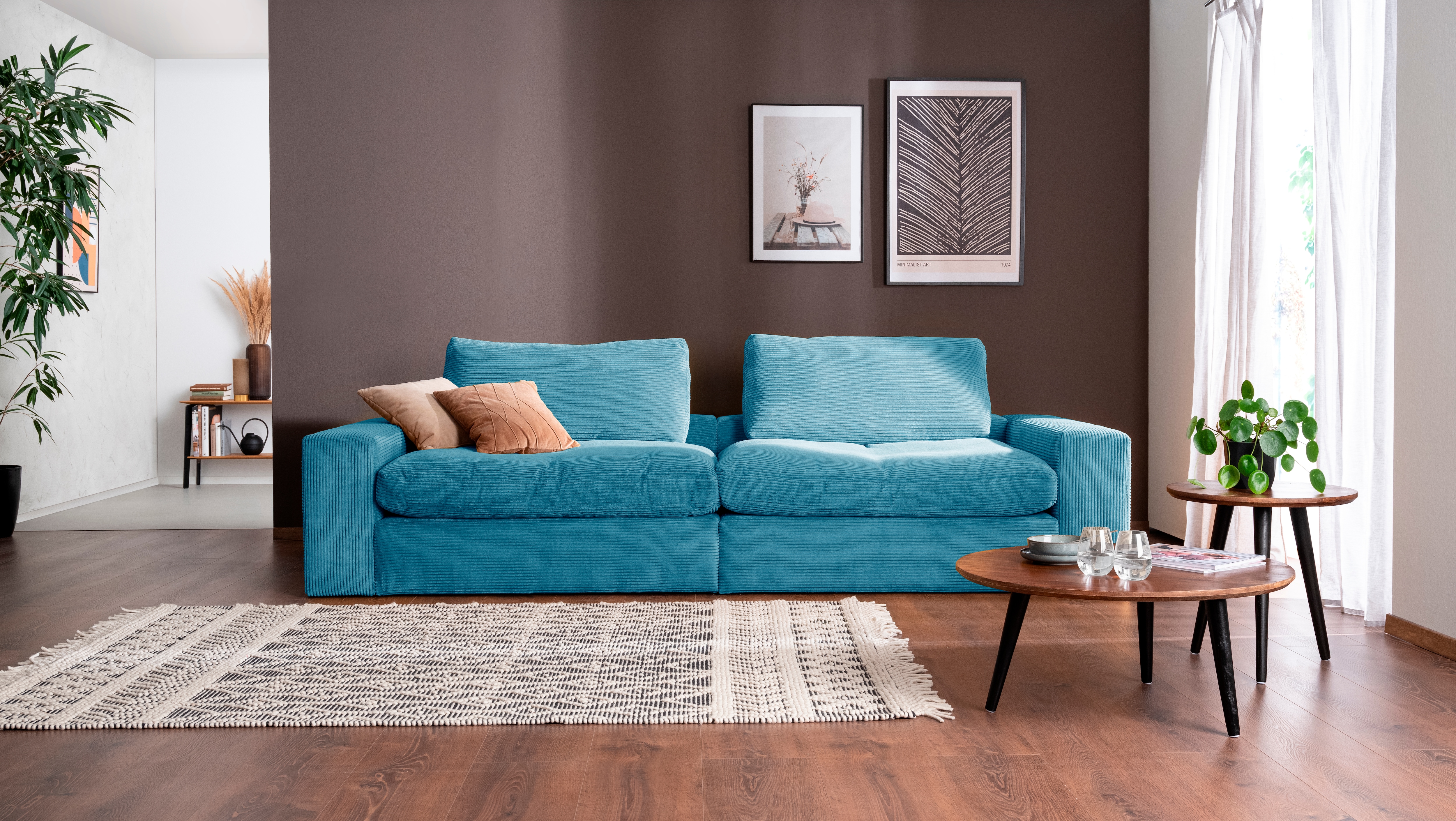 alina Big-Sofa »Sandy«, 266 cm breit und 123 cm tief, in modernem Cordstoff günstig online kaufen