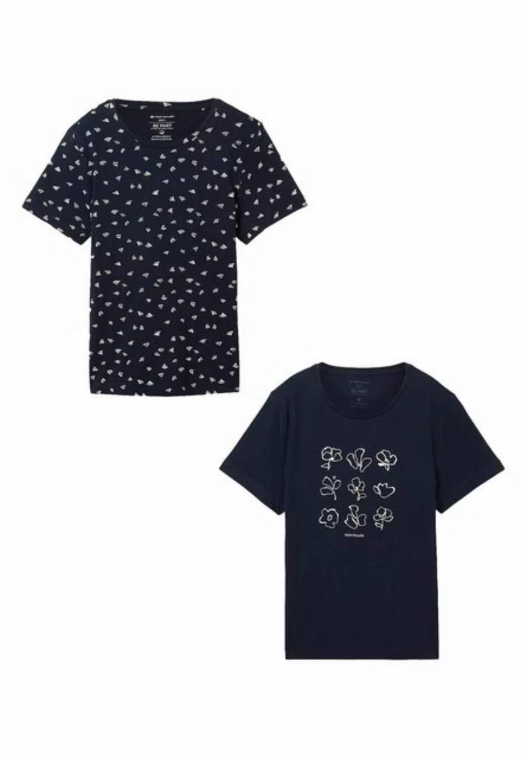 TOM TAILOR T-Shirt Shirt 2er-Set Rundhals Kurzarm T-Shirt mit Print (2-tlg) günstig online kaufen