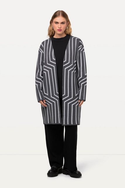 Ulla Popken Strickjacke Strickjacke Grafikmuster V-Aussschnitt Langarm günstig online kaufen