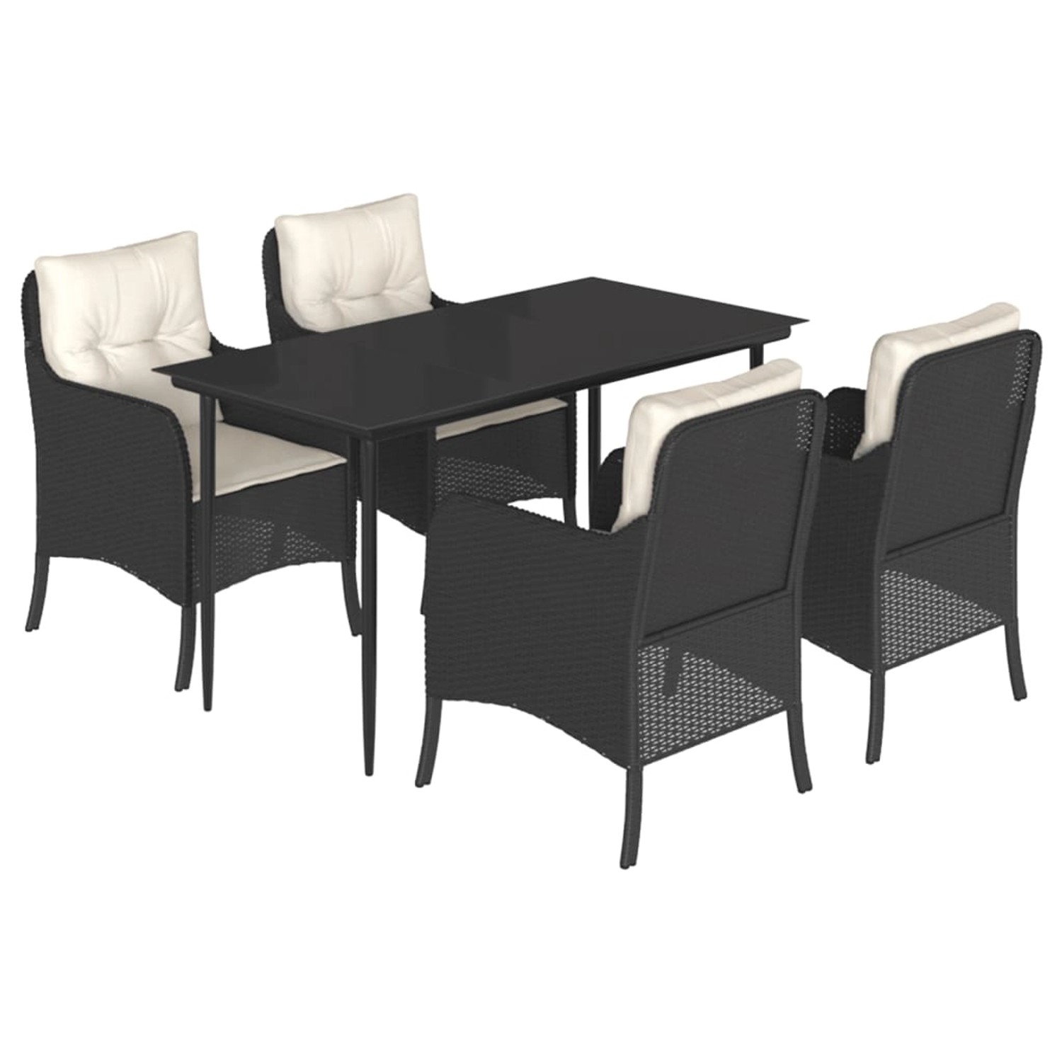 vidaXL 5-Tlg Garten-Essgruppe mit Kissen Schwarz Poly Rattan 3211908 günstig online kaufen