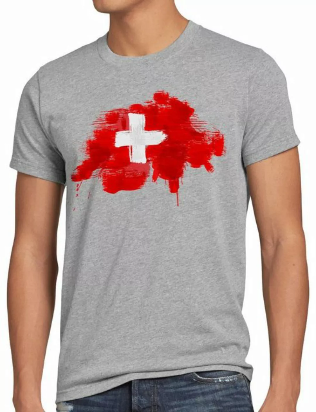 style3 Print-Shirt Herren T-Shirt Flagge Schweiz Fußball Sport Suisse WM EM günstig online kaufen
